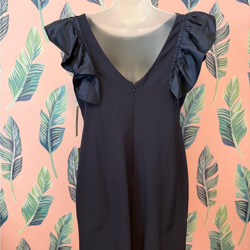 Eliza J Ruffle-Sleeve Mini Dress | Navy | Size 10 - Picture 2 of 3